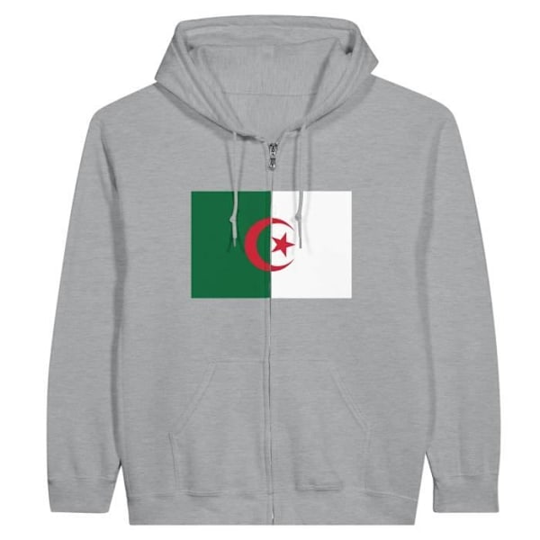 Algeria Flag Zip Hoodie i grått Grå S