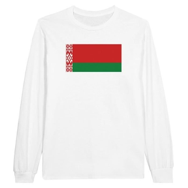 Belarus Flag Langærmet T-Shirt i Hvid Vit M