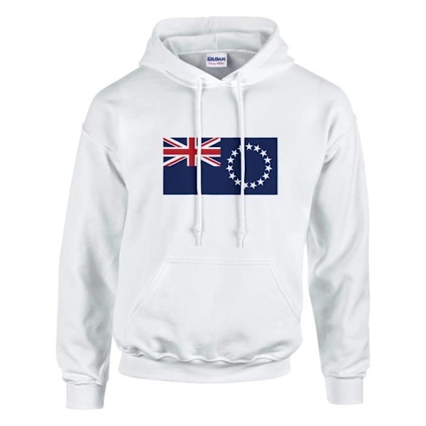 Cook Islands Flag Hoodie i vit Vit S