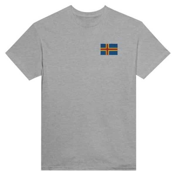 Åland Flag Embroidery T-Shirt i Grå Grå XL