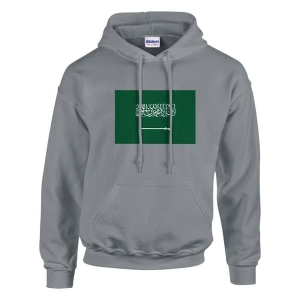 Hætte-trøje - PIXELFORMA - Saudi-Arabiens flag - Grå - Bomulds-polyester - Øko-venlig Grå XL