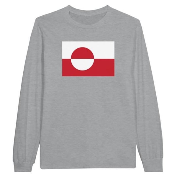 Grønland Flag Langærmet T-Shirt i Grå Grå XXXL