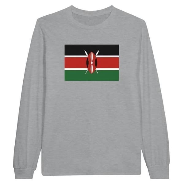 Langærmet T-shirt - PIXELFORMA - Botswana Flag - Grå - Klassisk Krave - Regular Fit Grå jag