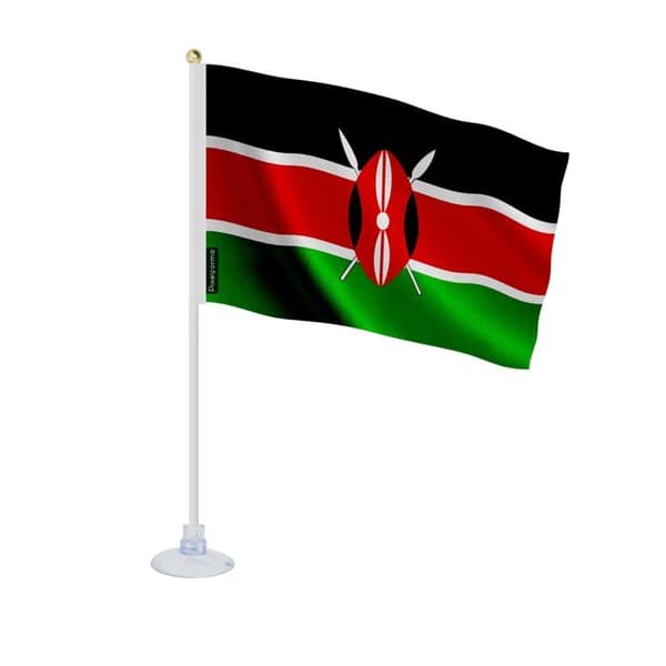 Drapeau - Kenya - Mini Drapeau Ventouse - 20 x 30 cm - Polyester - Tryk på For- og Bagside Flerfärgad