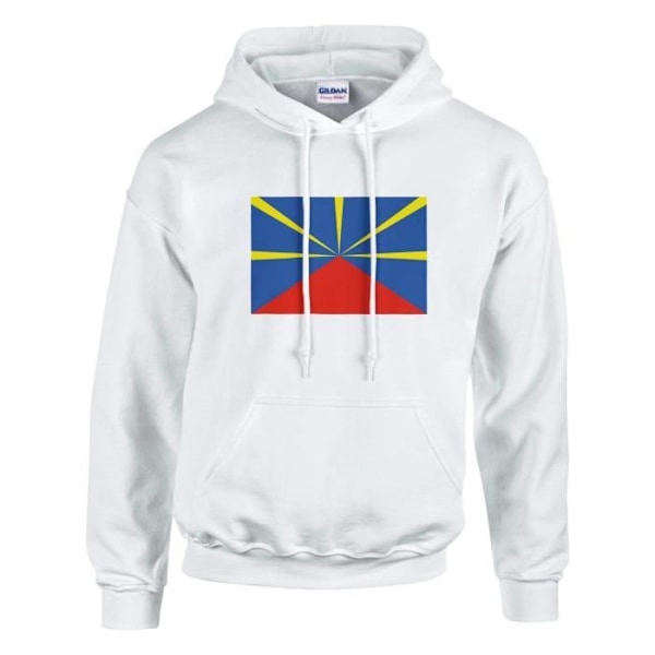 Reunion Island Flag Hoodie i vit Vit XXL