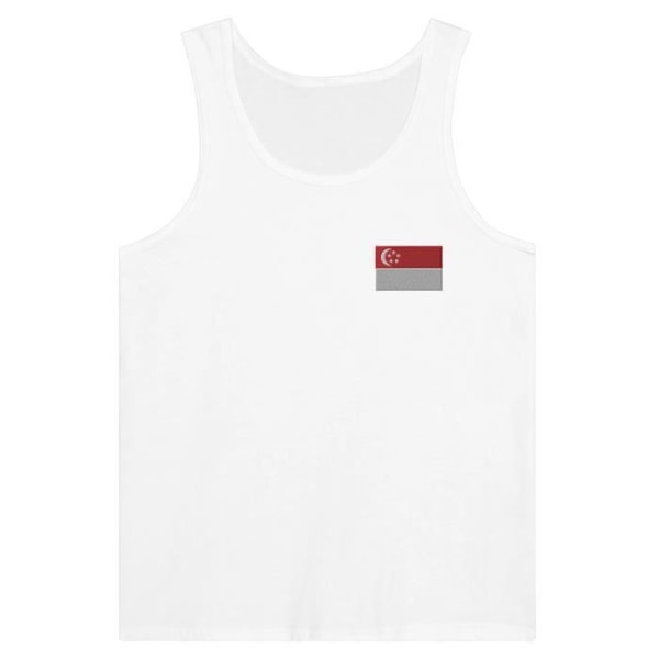 Singapore Flag Embroidery Tank Top i hvid Vit XXL