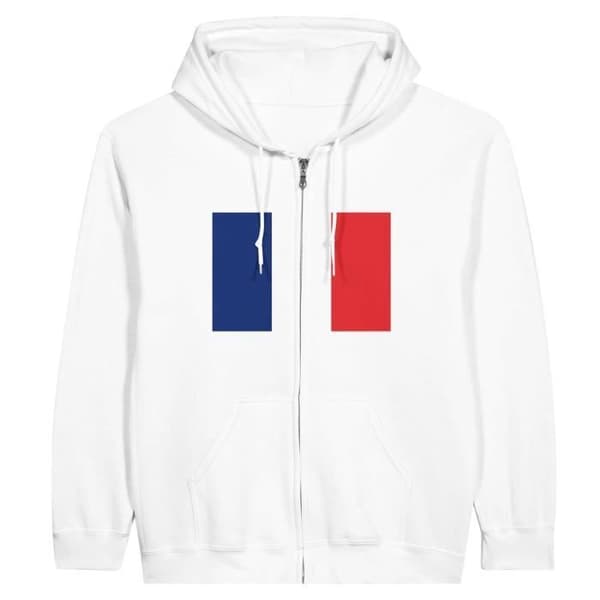 Huvtröja - PIXELFORMA - Frankrikes flagga - Vit - 50% bomull - 50% polyester Vit XL