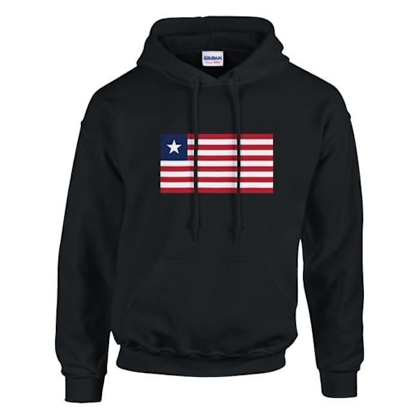 Liberia Flag Hoodie i Svart Svart XXXL