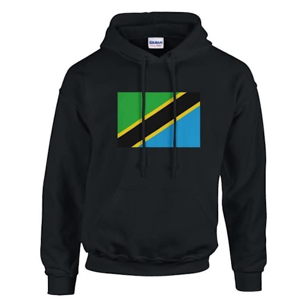 Tanzania Flag Hoodie i Svart Svart XL