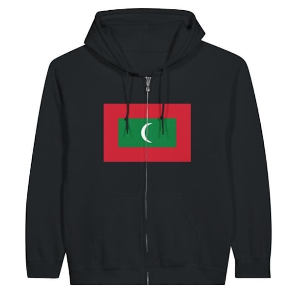 Maldives Flag vetoketjullinen huppari mustana Svart XL