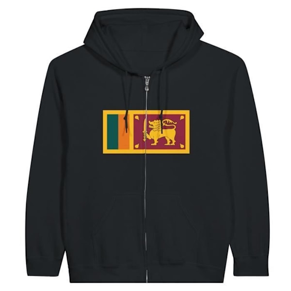 Sri Lanka Flag Hoodie med dragkedja i svart Svart XXL