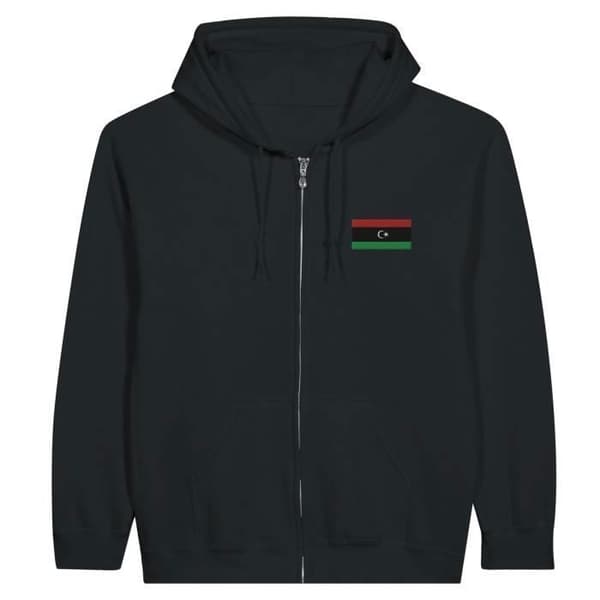 Hoodie - Libyen Flag - Sort - 50% bomulds - 50% polyester - Lange ærmer Svart S