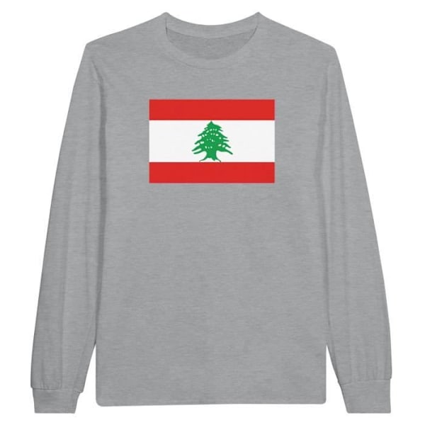 Libanon Flag Långärmad T-shirt i grått Grå S