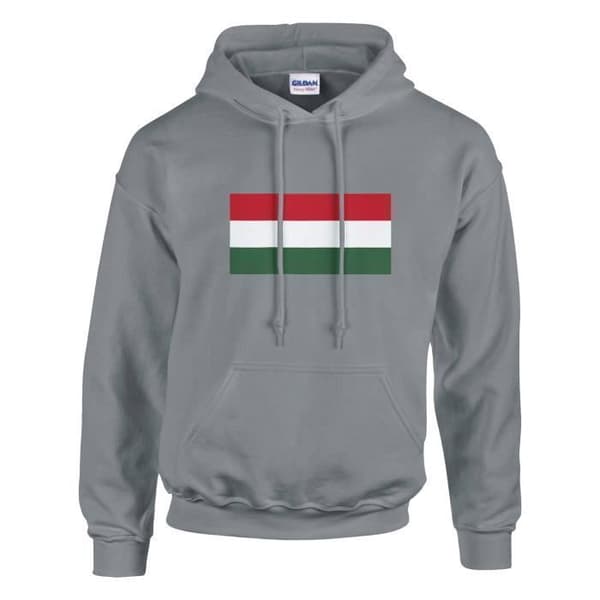 Hætte sweatshirt - PIXELFORMA - Ungarns flag - Grå - Lange ærmer - Hætte Grå XXL