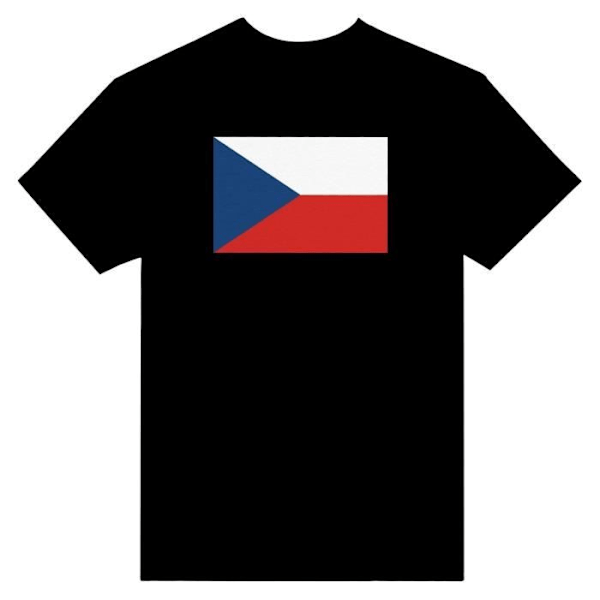 Tjekkisk Flag T-shirt i sort farve Svart XXL