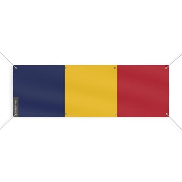 Banner Tšadin lippu 8 silmukkaa 190x570 cm