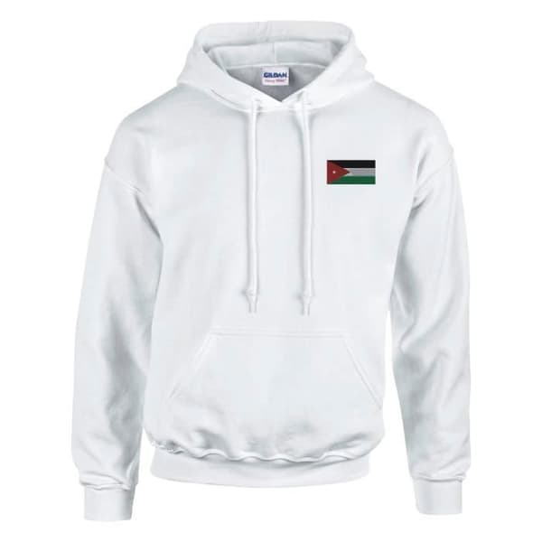 Hættebluse - PIXELFORMA - Jordansk flag - Hvid - Lange ærmer - Hættekrave Vit S