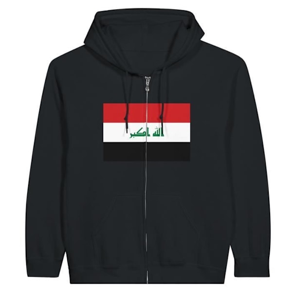 Iraq Flag -vetoketjuhuppari mustana Svart XXXL