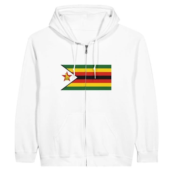 Zimbabwe Flag Hættetrøje med lynlås i hvid Vit M