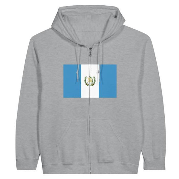 Hætte-trøje - PIXELFORMA - Guatemalas flag - Grå - Polyester-Bomuld - Fuldlængde lynlås Grå M