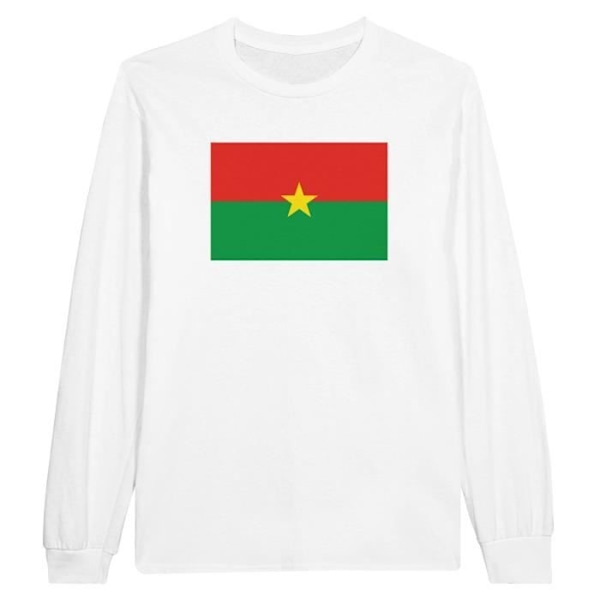 Burkina Faso Flag Langærmet T-Shirt i Hvid Vit jag