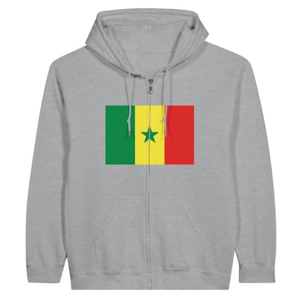 Senegal Flag Hættetrøje med lynlås i grå Grå jag