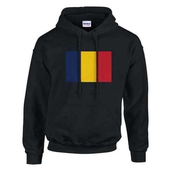 Hættetrøje - PIXELFORMA - Tchads flag - Sort - Øko-venlig - Bomuld-Polyester Svart XL