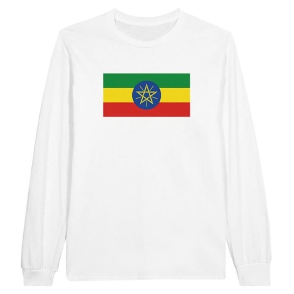 Ethiopia Flag langærmet T-shirt i hvid Vit S