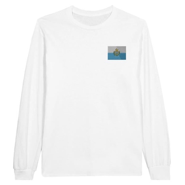 San Marino Flag Broderi Langærmet T-Shirt i Hvid Vit jag