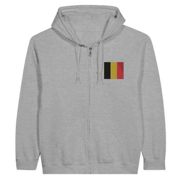 Sweatshirt med hætte - Belgienflag - Grå - Polyester-bomuld - Lange ærmer - Unisex Grå M
