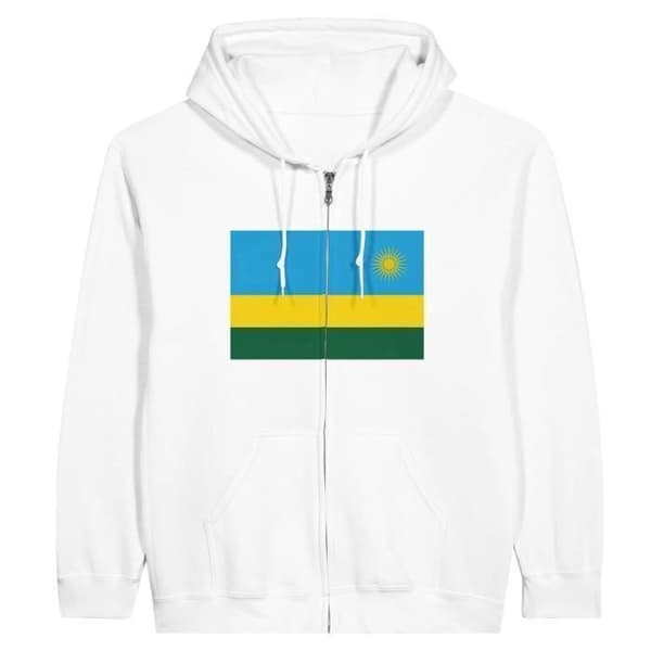 Huvtröja - PIXELFORMA - Rwandas flagga - Vit - 50% bomull - 50% polyester Vit M