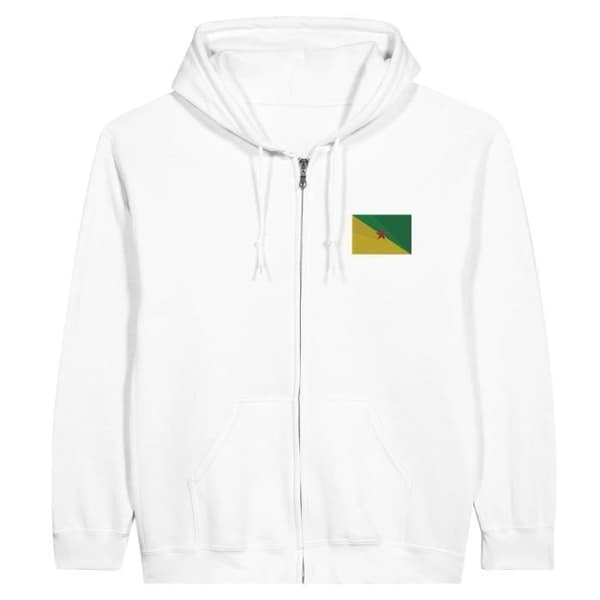 Hætte sweatshirt - PIXELFORMA - Guyanas flag - Hvid - Lange ærmer - Hættekrave Vit S