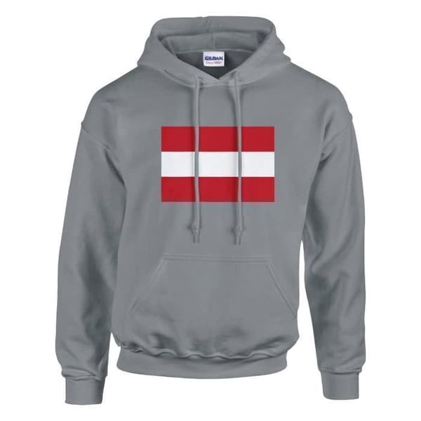 Hættetrøje - PIXELFORMA - Østrigs Flag - Grå - Lange ærmer - Hættekrave Grå XXL