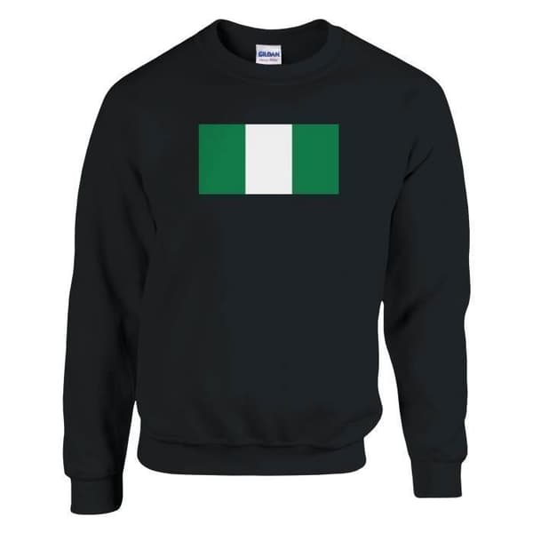 Sweatshirt - PIXELFORMA - Nigerias flag - Langærmede - Sort - Unisex Svart jag