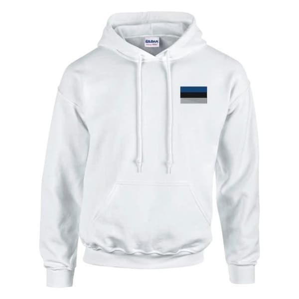 Hætte sweatshirt - PIXELFORMA - Estisk flag - Bomuld og polyester - Justerbar - Holdbar Vit XXL