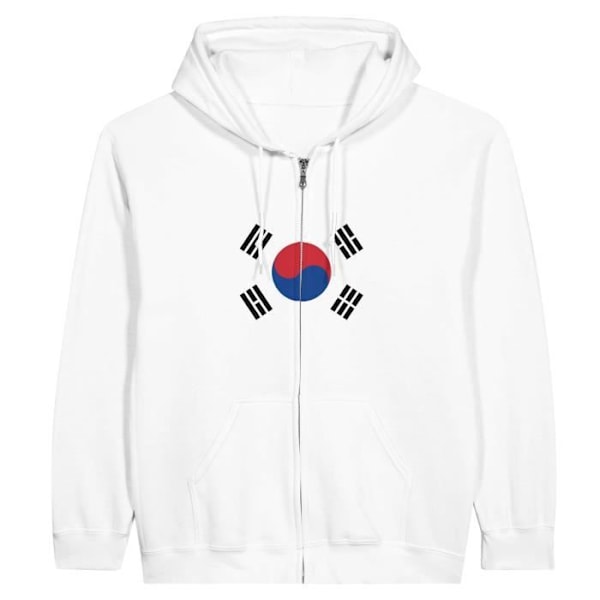 South Korea Flag Zip Hoodie i Vit Vit jag