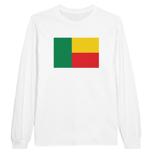 Benin Flag pitkähihainen T-paita valkoinen Vit S