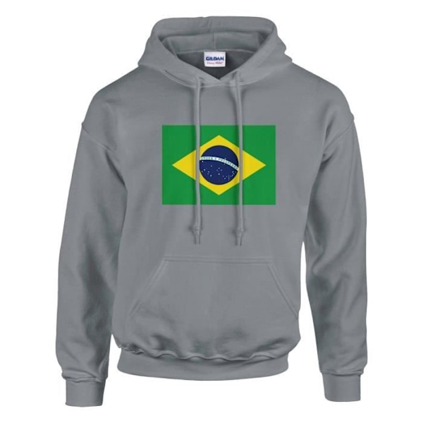 Brazil Flag Hoodie i grått Grå XL