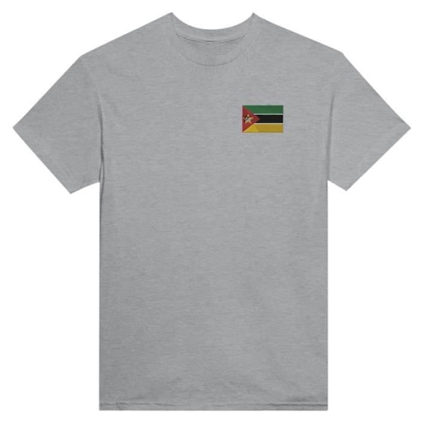 Mozambique Flag Broderi T-Shirt i Grå Grå jag