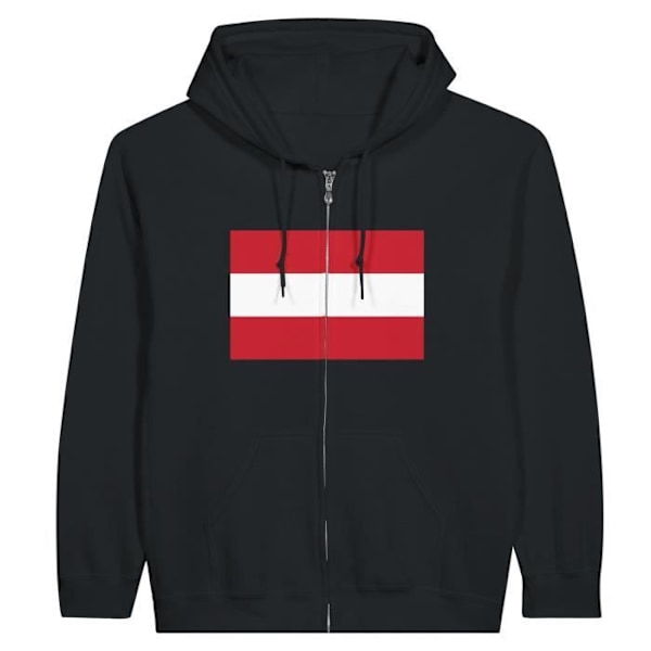 Austria Flag Zip Hoodie i Svart Svart jag