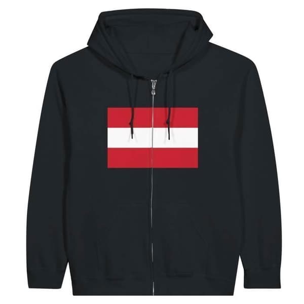 Hættejakke - PIXELFORMA - Østrigs flag - Sort - Polyester-Bomuld - Lange ærmer Svart XXL