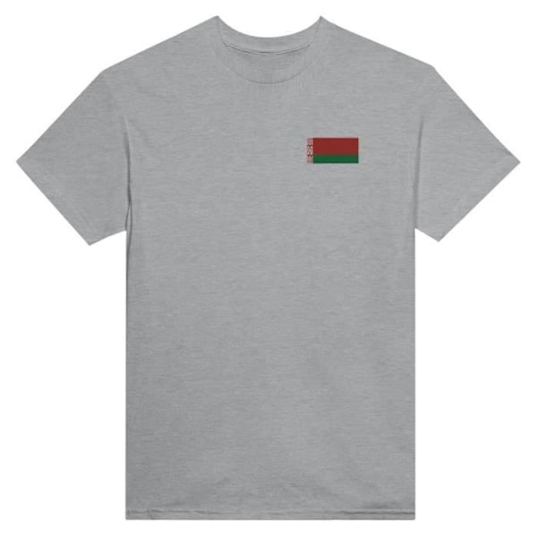 Hviderusland Flag Broderi T-Shirt i Grå Grå S