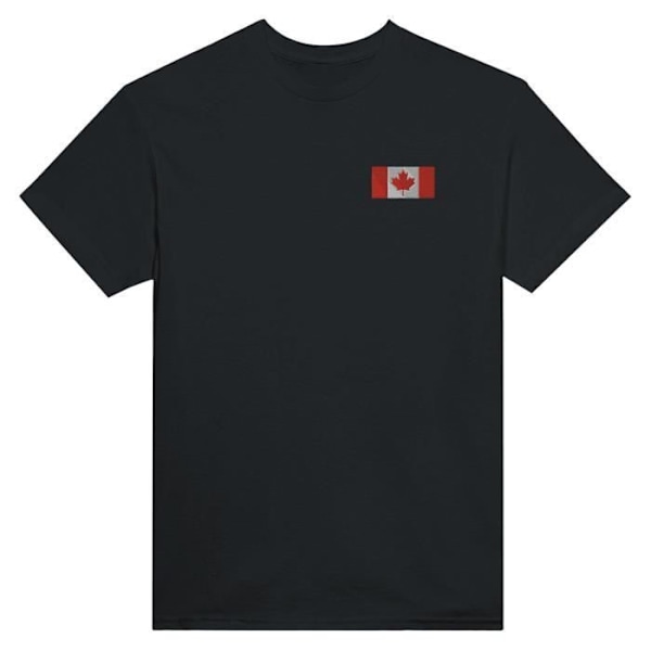 Canada Flag Broderi T-shirt i sort Svart XXL