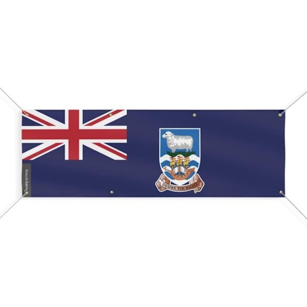 Falklandin saarten lippubanneri 8 silmukkaa 140x420 cm