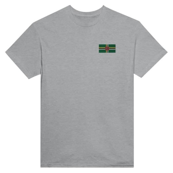 Dominica Flag Broderi T-Shirt i Grå Grå XXXL