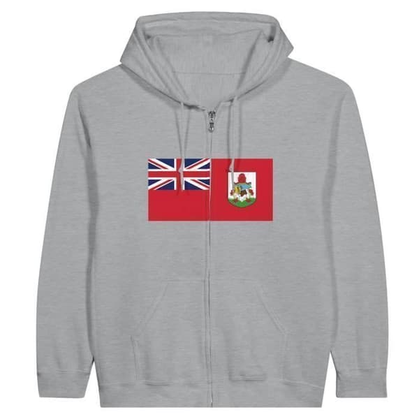 Hættetrøje med lynlås - PIXELFORMA - Bermuda-flag - Grå - Lange ærmer - Unisex Grå M