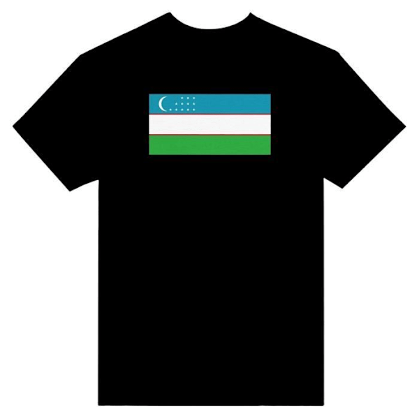 Uzbekistan Flag T-paita mustalla värillä Svart XL