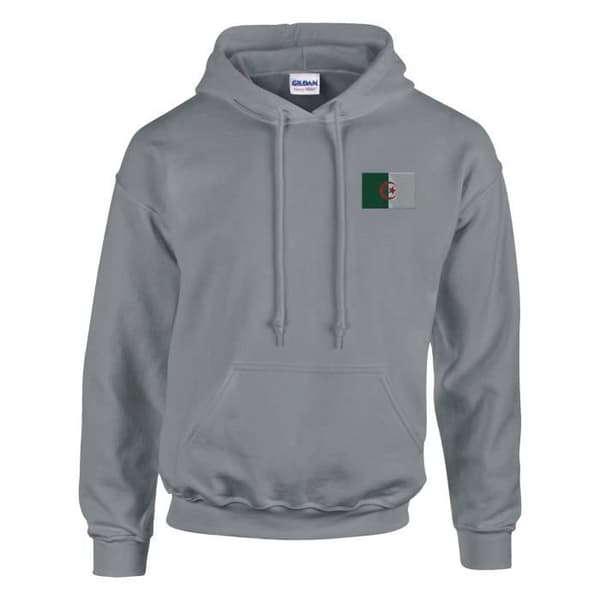 Hættetrøje - PIXELFORMA - Algeriets flag - Grå - Bomuld/Polyester - Holdbar komfort Grå XXL
