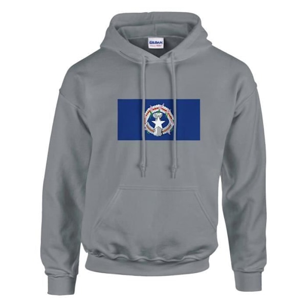 Northern Mariana Islands Flag Hoodie i grått Grå XXXL