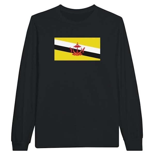 Brunei Flag Langærmet T-Shirt i Sort Svart XL